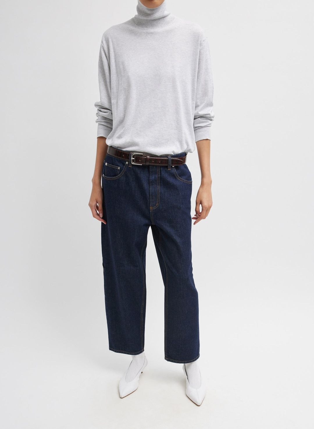 Spring Denim Cropped Slouchy Cargo Jean