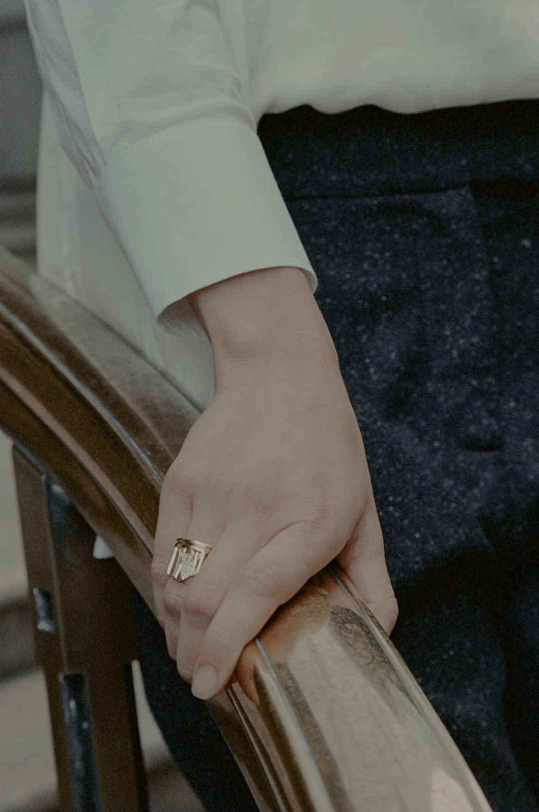 Column - 18 Carat Yellow Gold and 0.136ct Diamond Ring