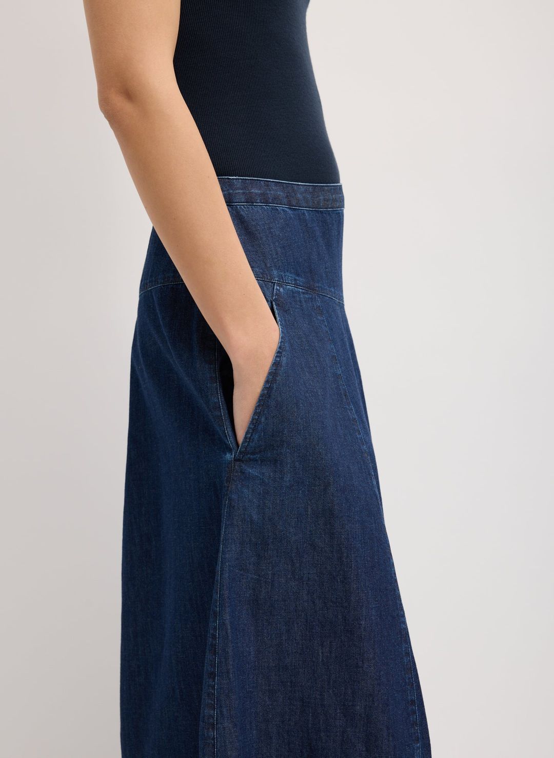 Light Weight Indigo Denim Asymmetrical Balloon Skirt #5
