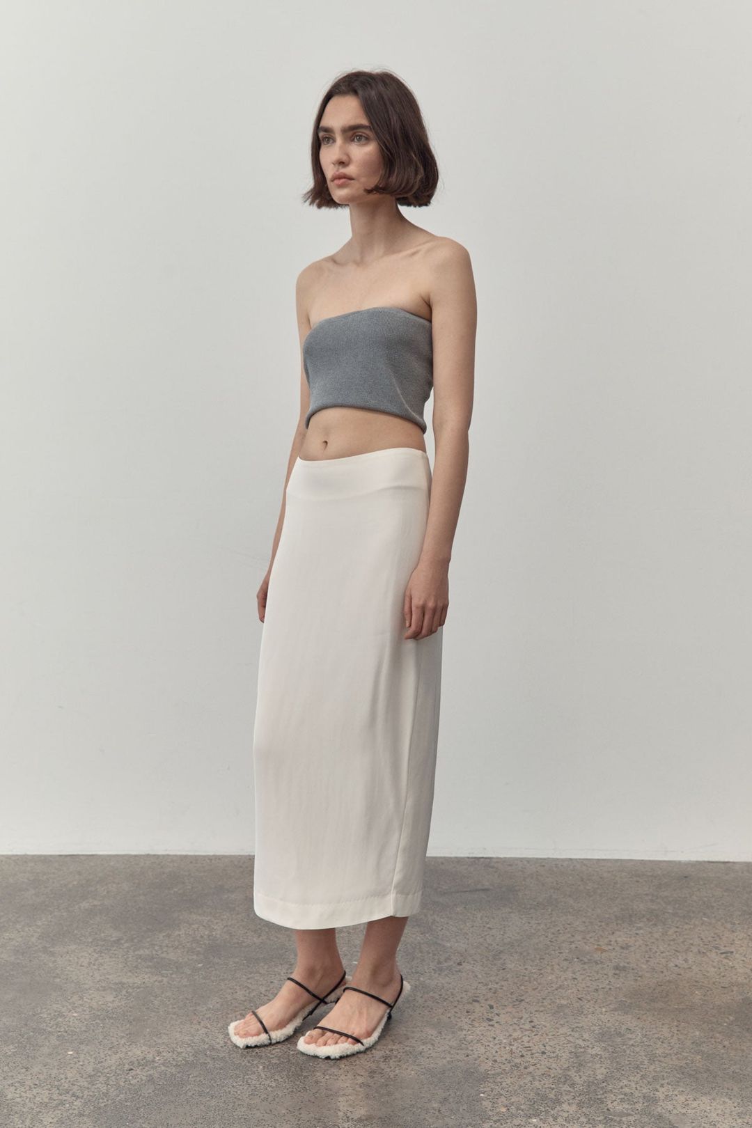 Low Waist Pencil Skirt - Cool White