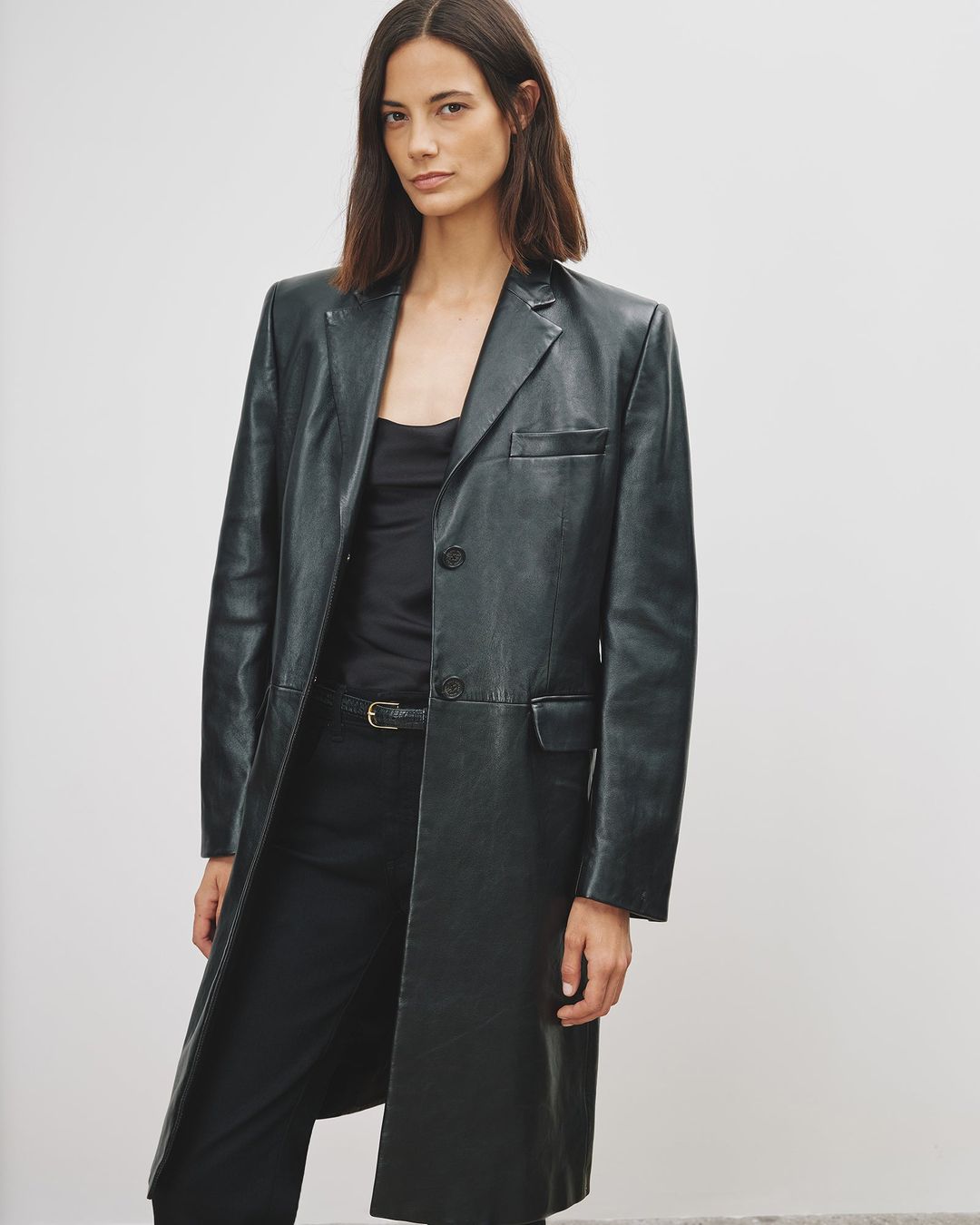 GLENN LEATHER TAILORED COAT