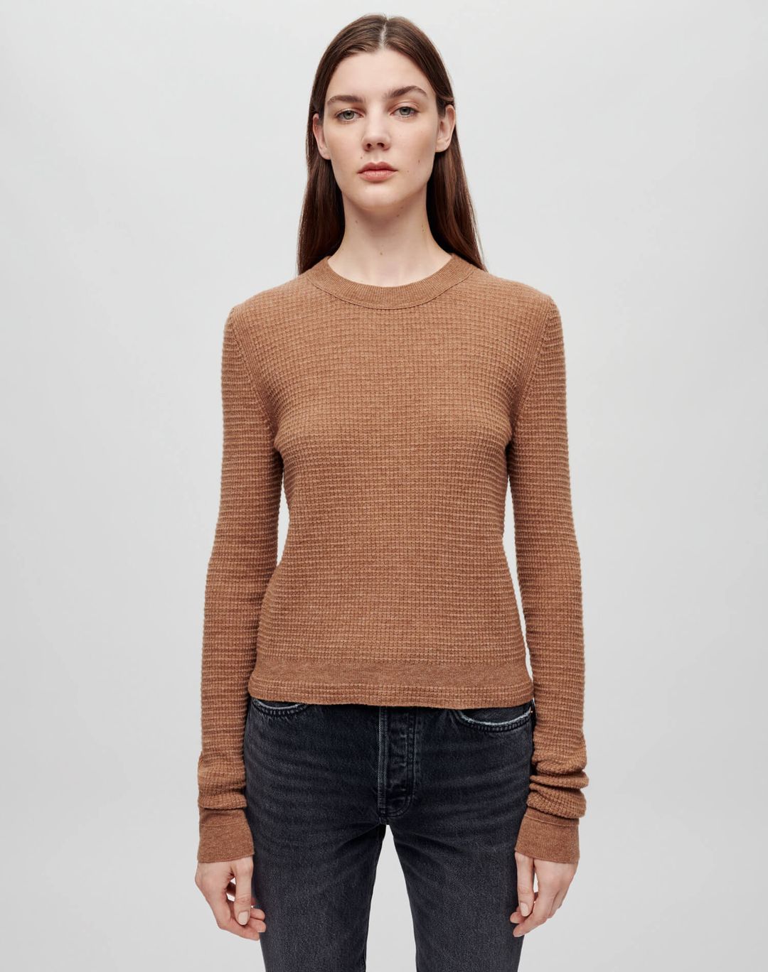 Waffle Slim Pullover - Chestnut #3