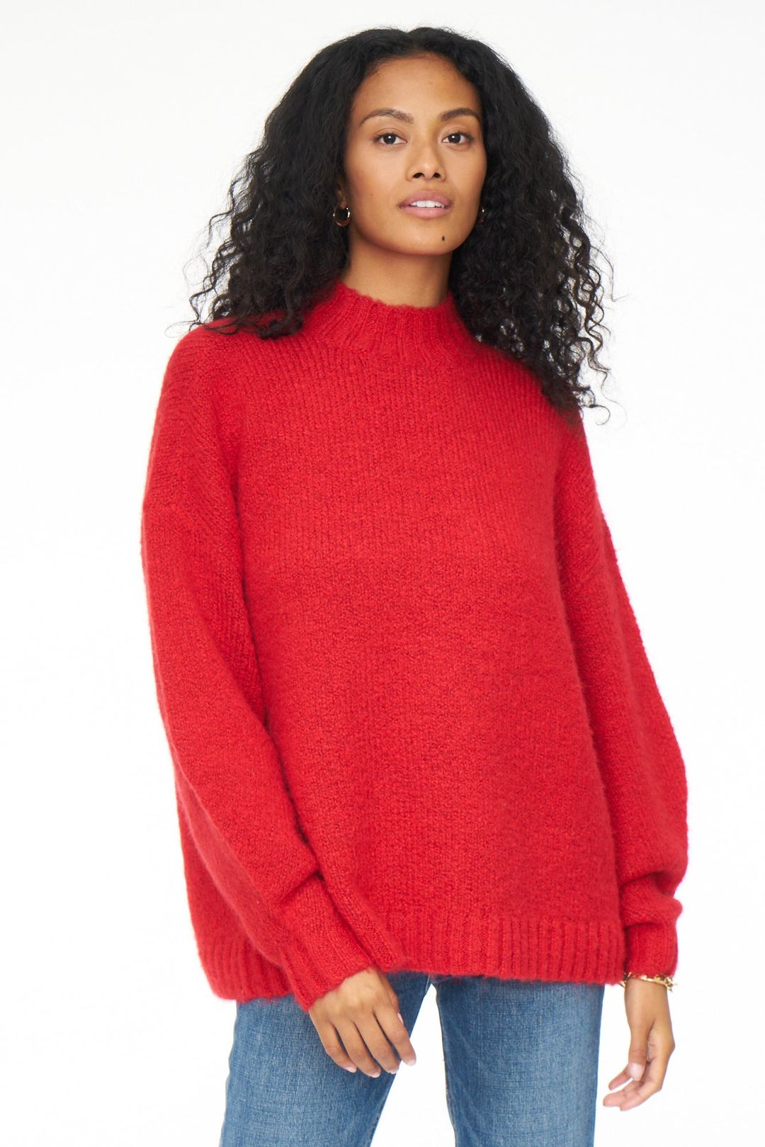 Carlen Mock Neck Sweater - Scarlet