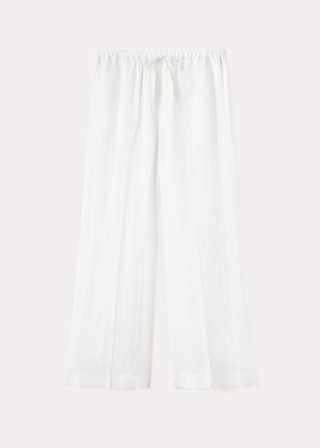 Jacquard stripe drawstring trousers white #5