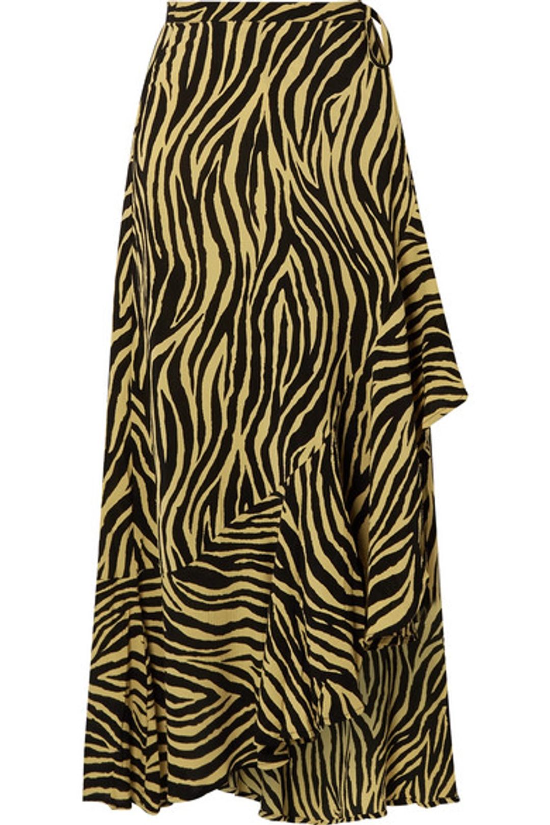 Jasper Zebra-print Crepon Wrap Skirt #4