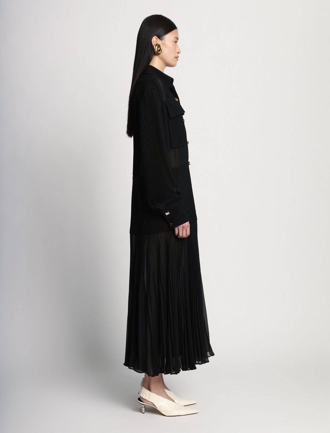 Sheer Pleated Flou Dress #3