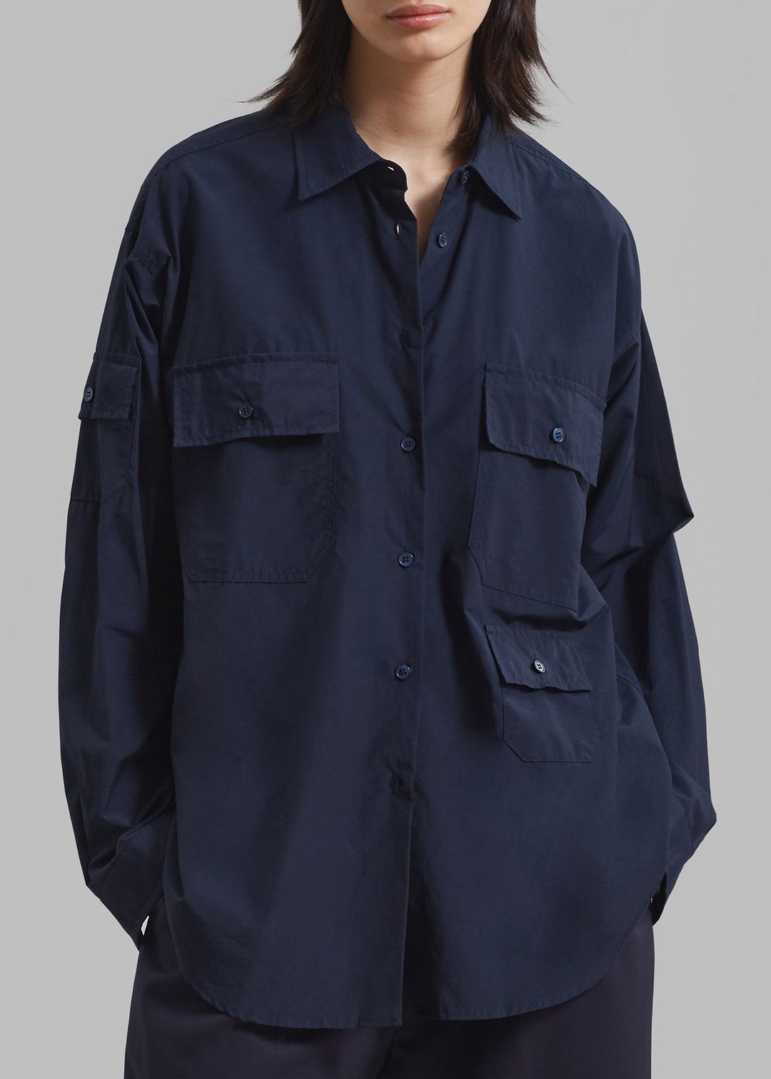 Jana Cargo Button Up Shirt - Navy #5