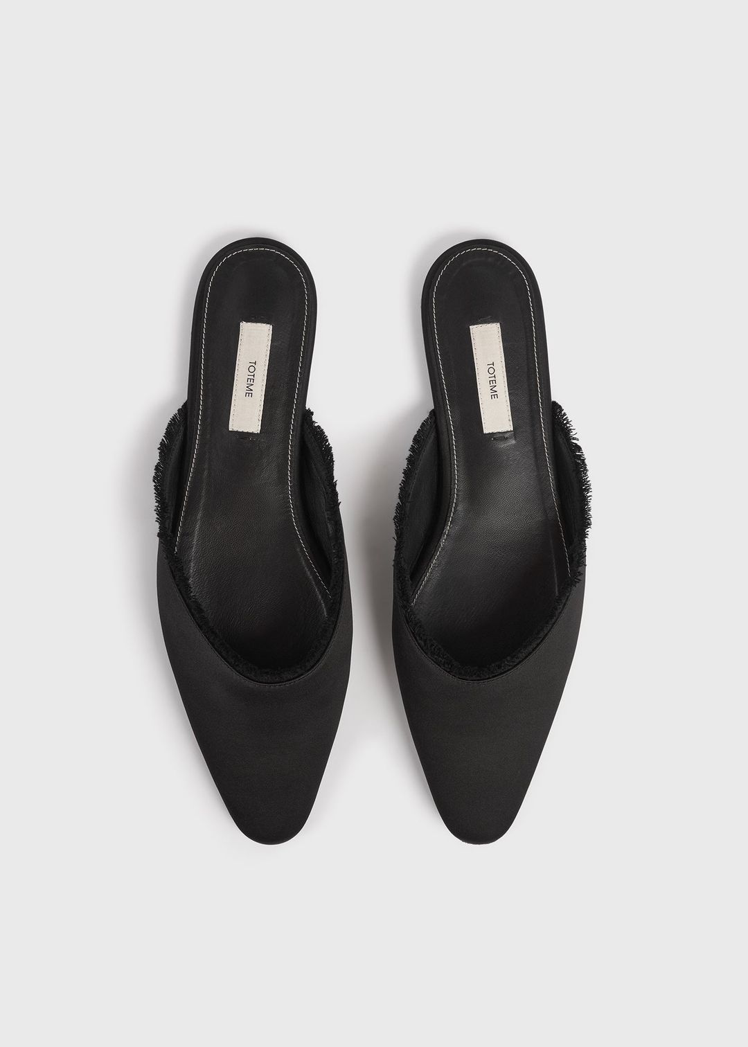 Frayed satin lounge slippers black #4