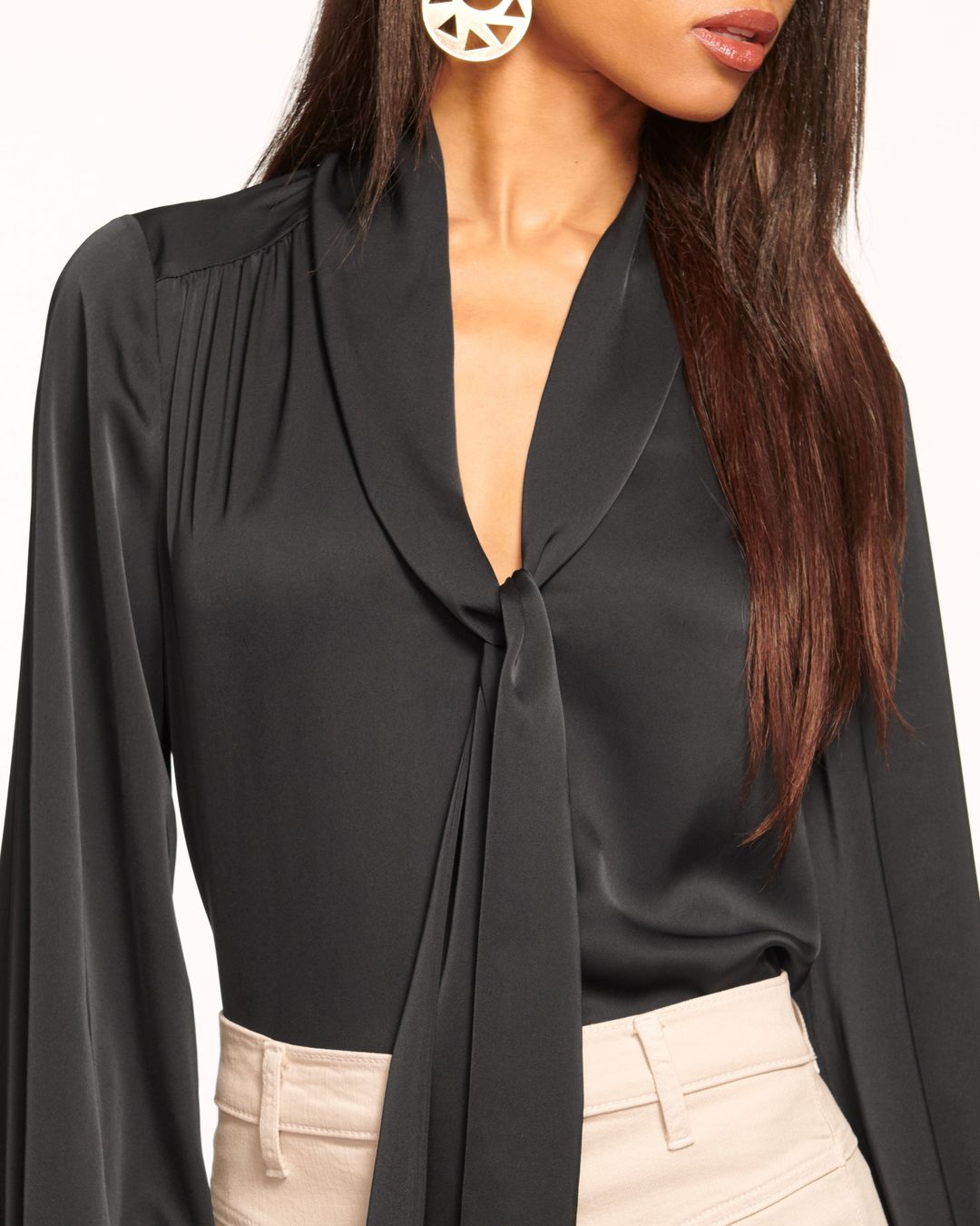 Tammy Tie-Front V-Neck Blouse