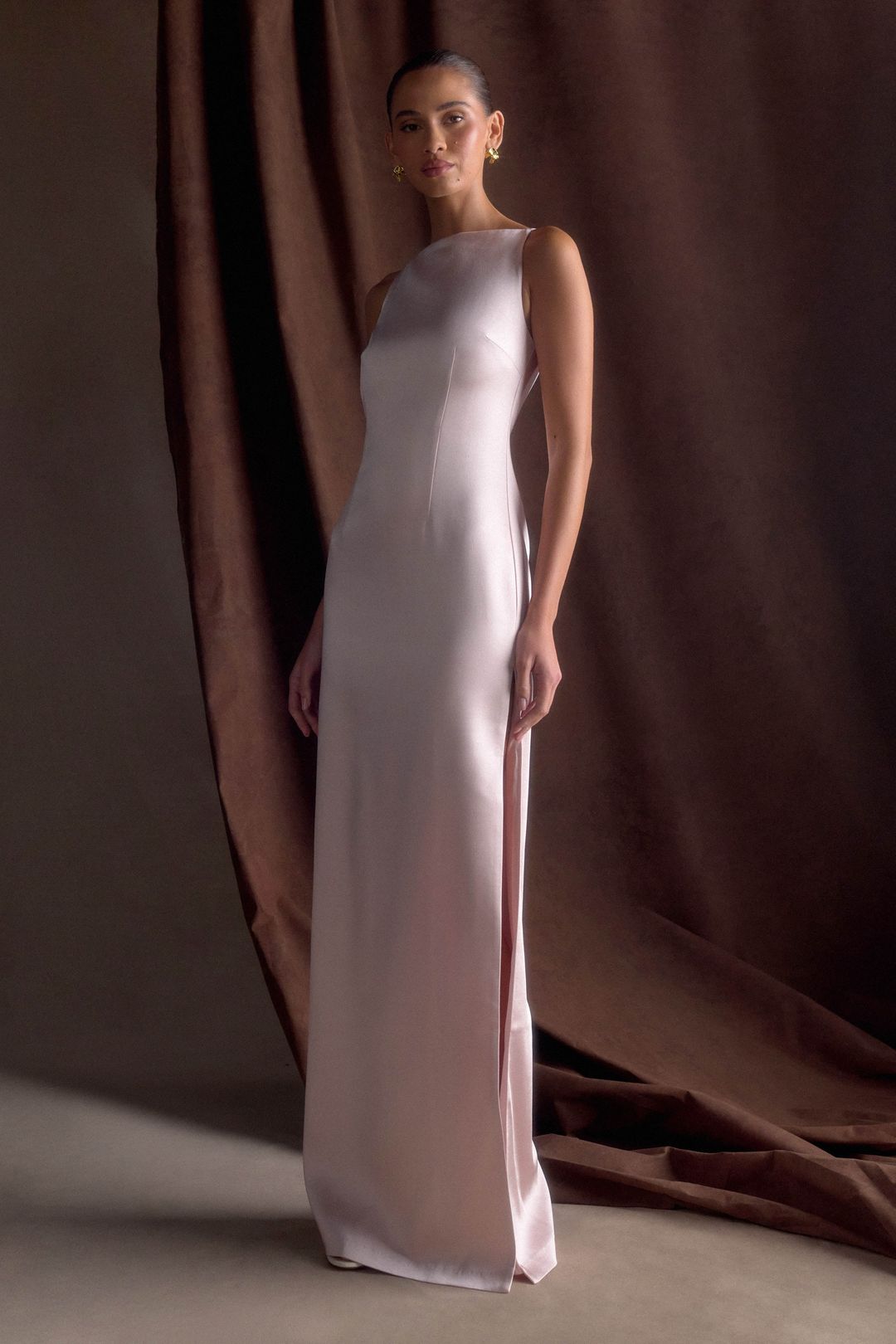 Violet Sleeveless Satin Maxi Dress - Soft Pink #10