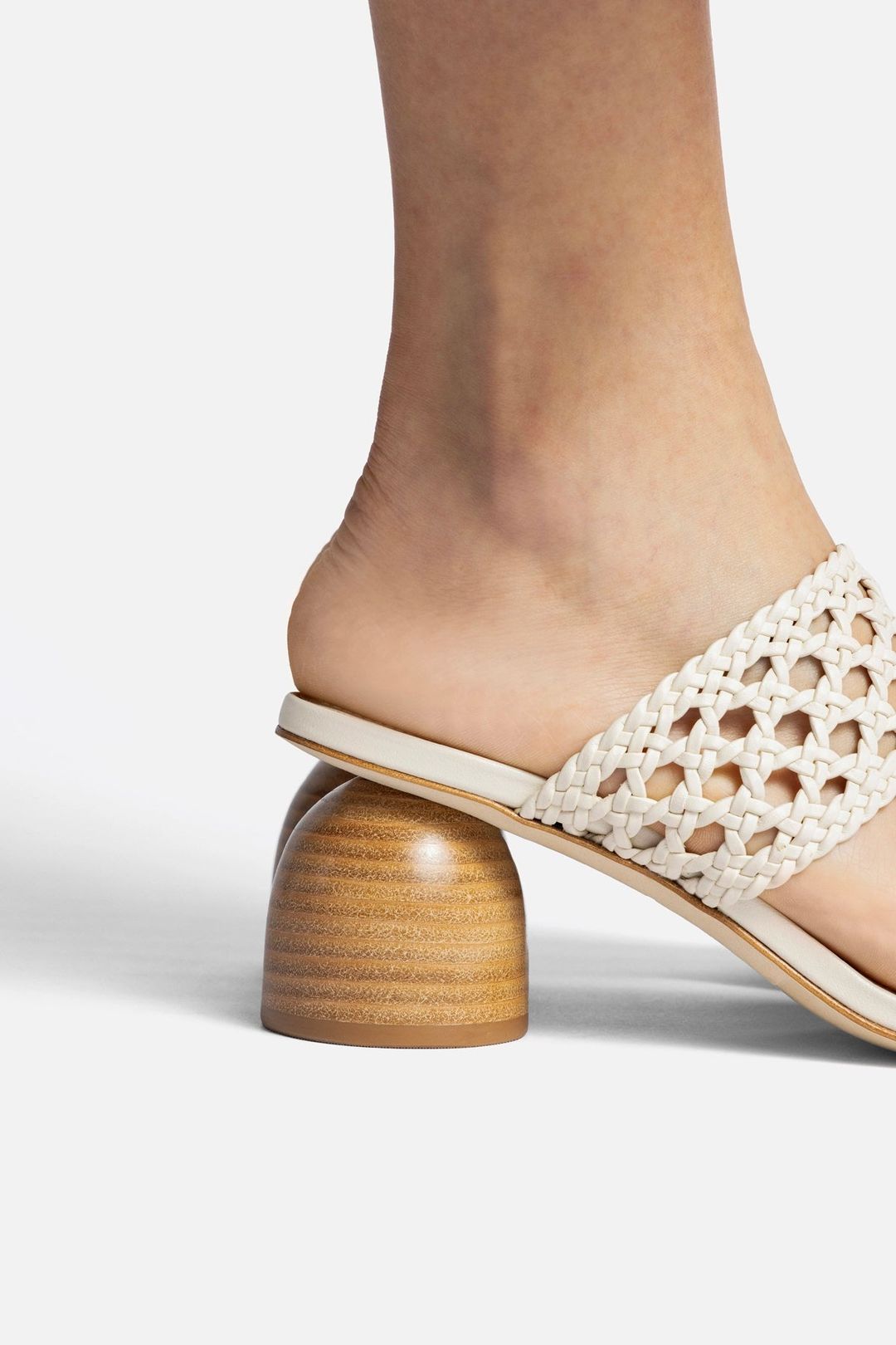 Dew Drop Macrame Sandal In Ivory Leather #5