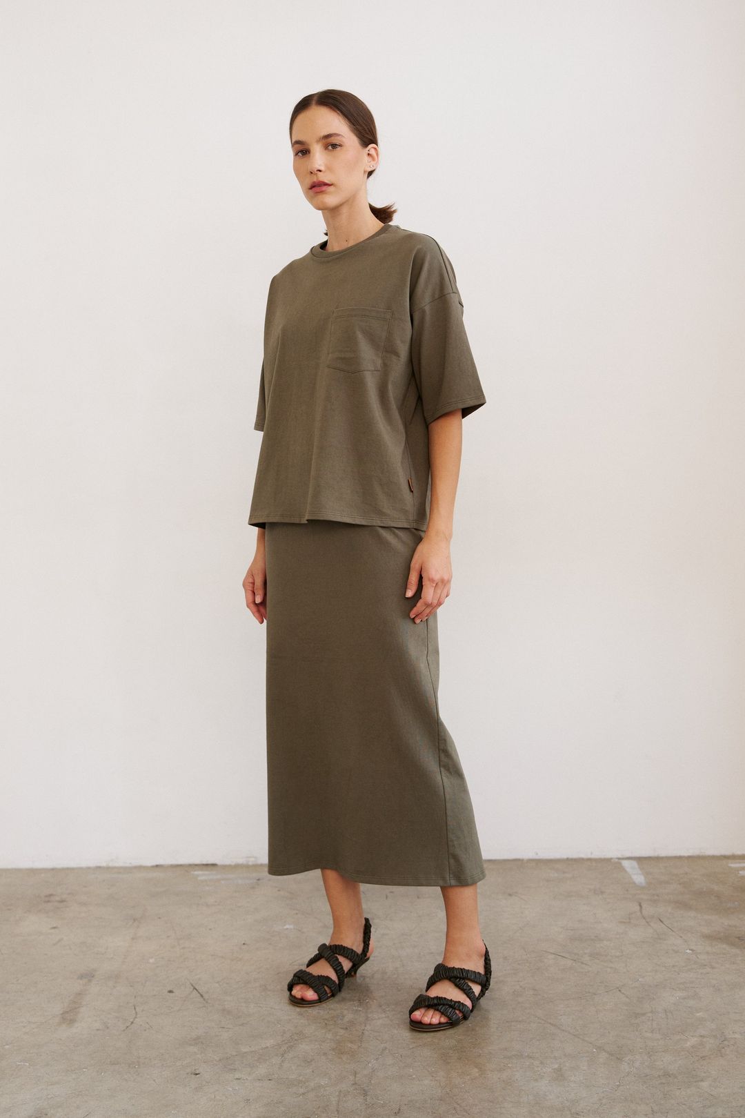 The Column Skirt in Olive