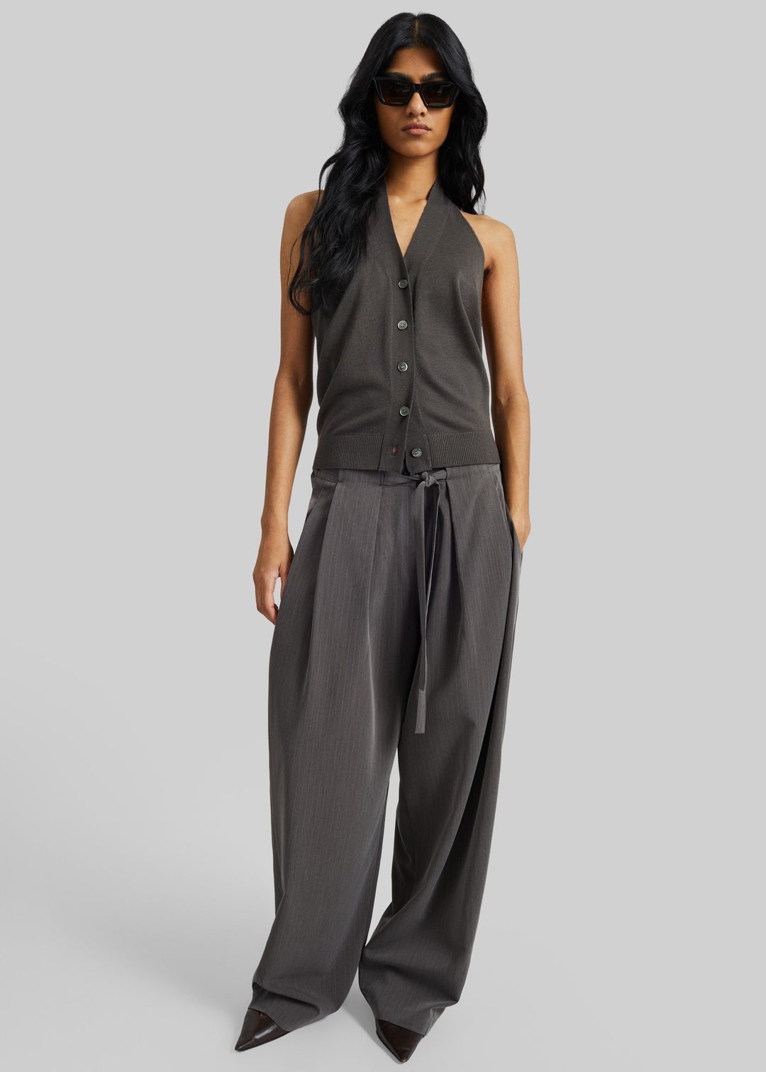 Nimi Knit Halter Top - Charcoal #5