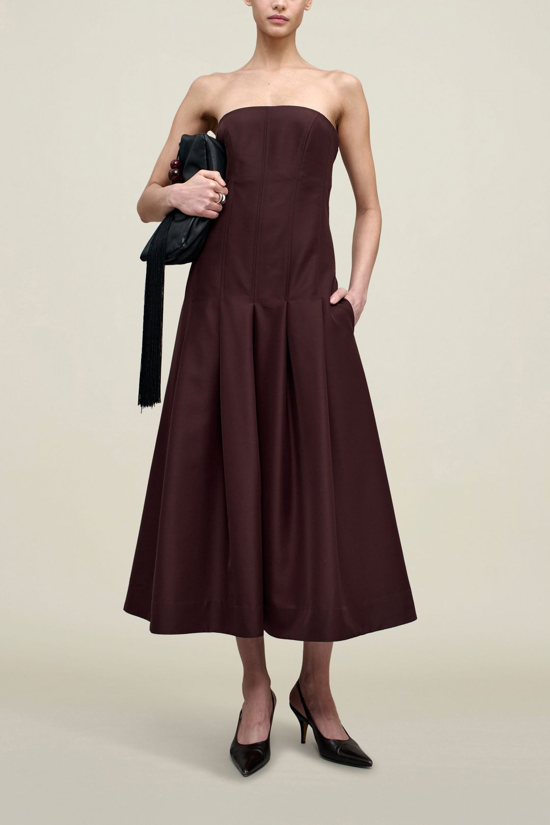 Maeve Pleated Dress in Wool Gazar #3