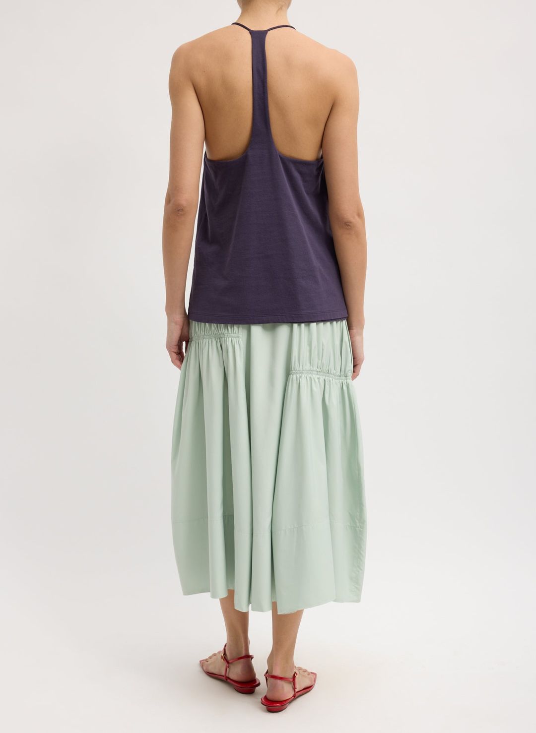 Shirred Nylon Paneled Skirt