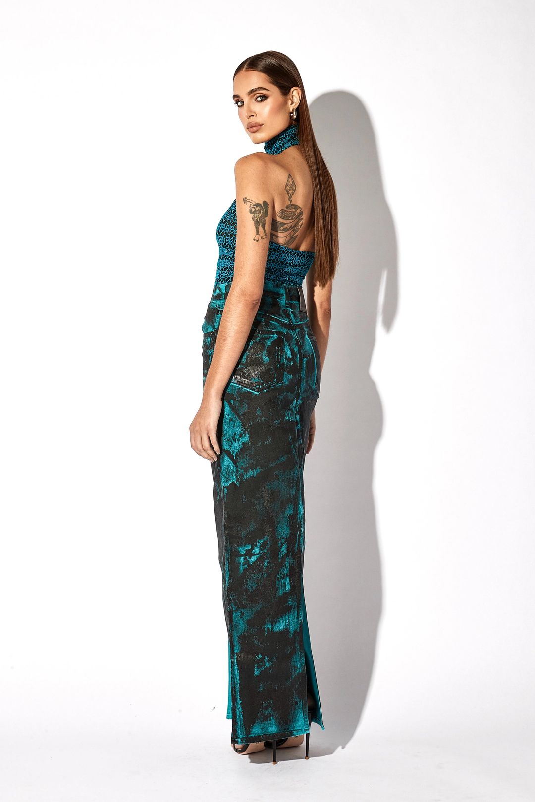 EMBROIDERED MOCK NECK BODYSUIT | TEAL #3