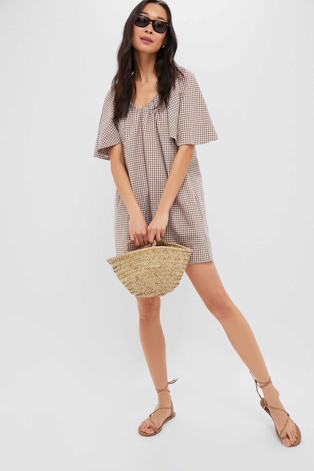 Mocha Cotton Gingham Finn Dress #3