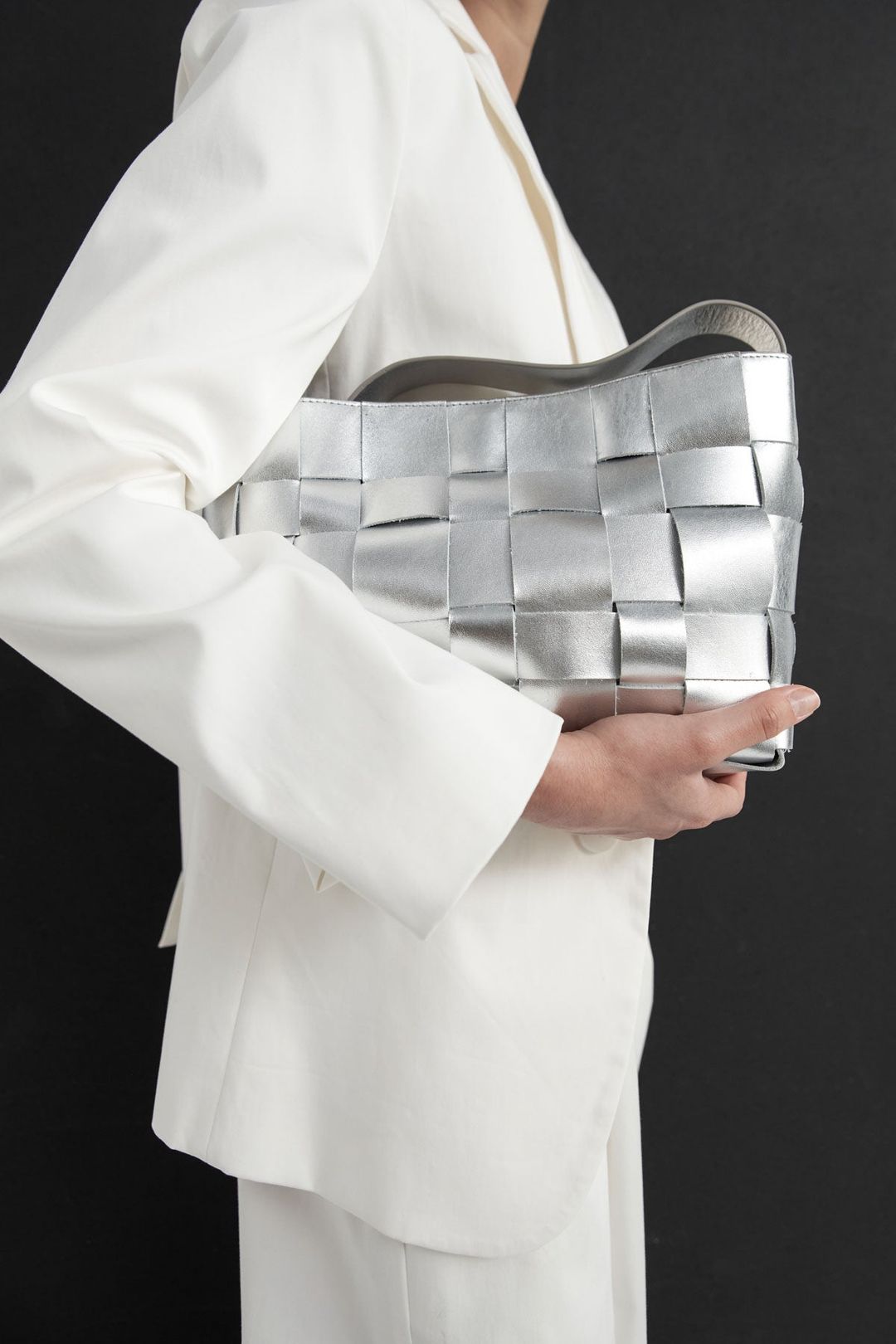 Woven Mini Tote - Silver #3