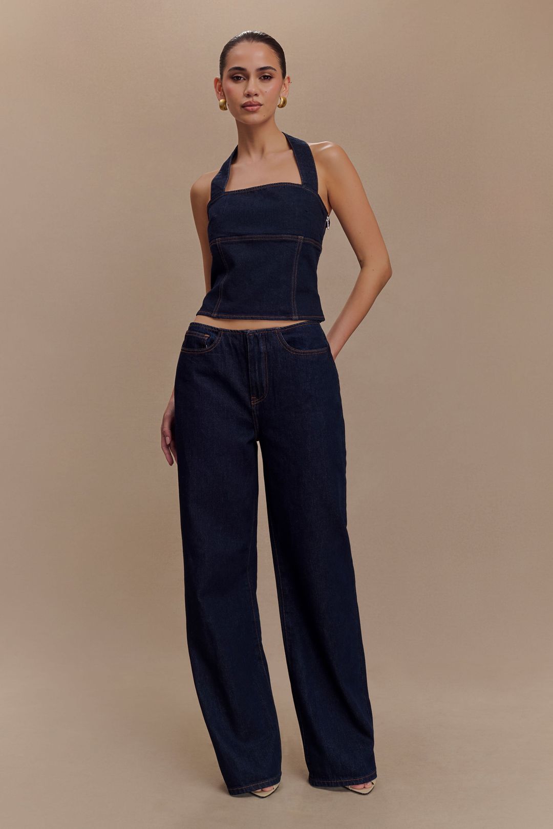 Caitlin Mid Rise Denim Flare Jeans - Indigo Blue #3
