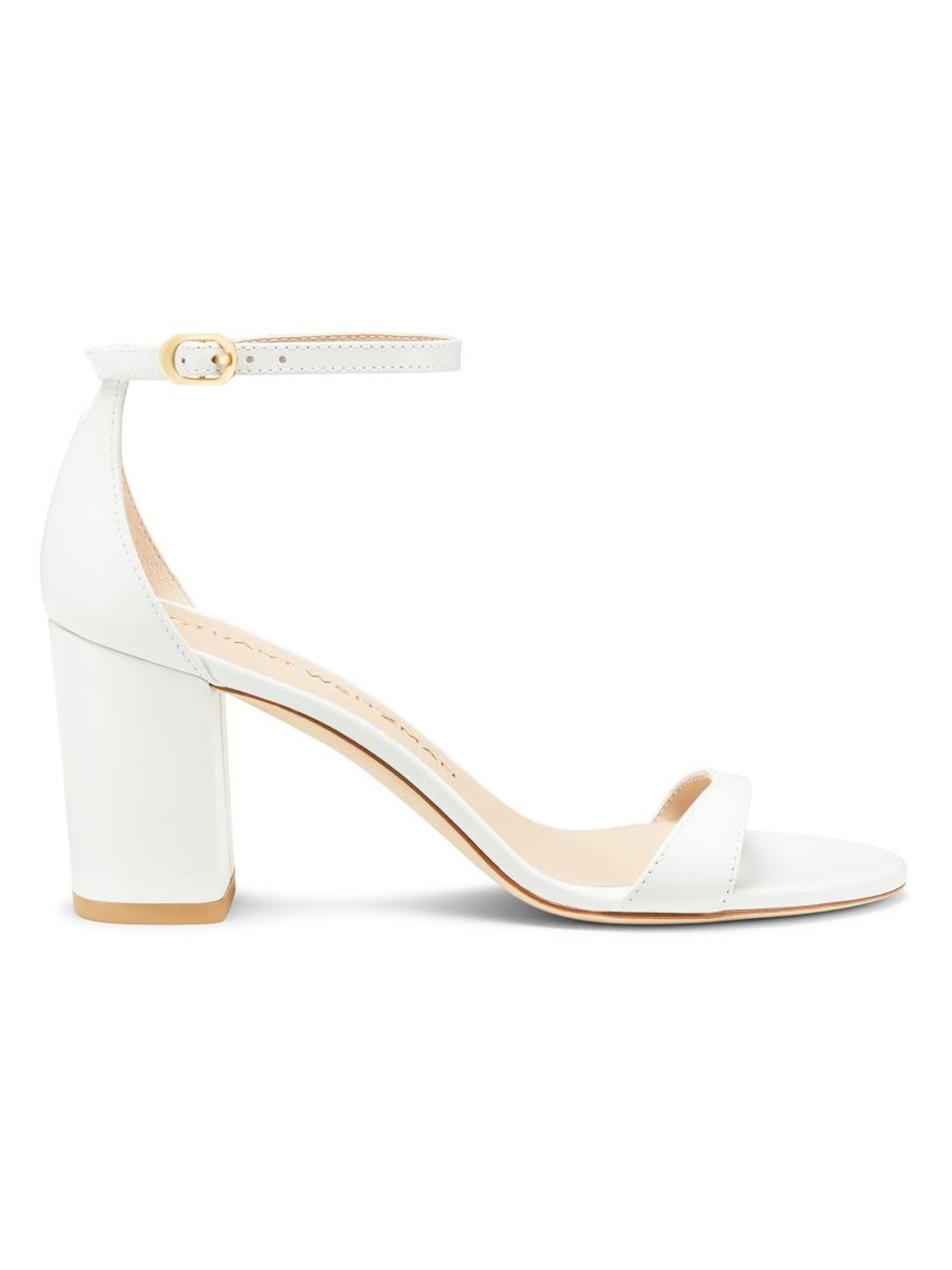 Stuart Weitzman Nudist Block 75MM Metallic Leather Sandals