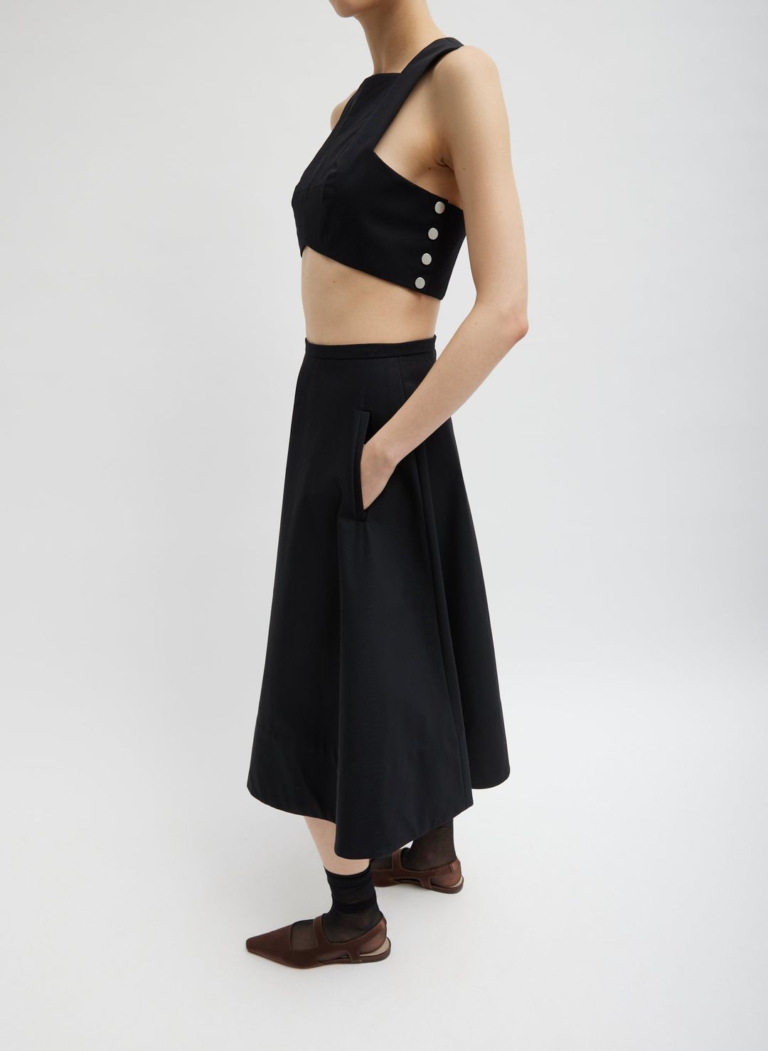 Bonded Luxe Twill Square Neck Cropped Top #3