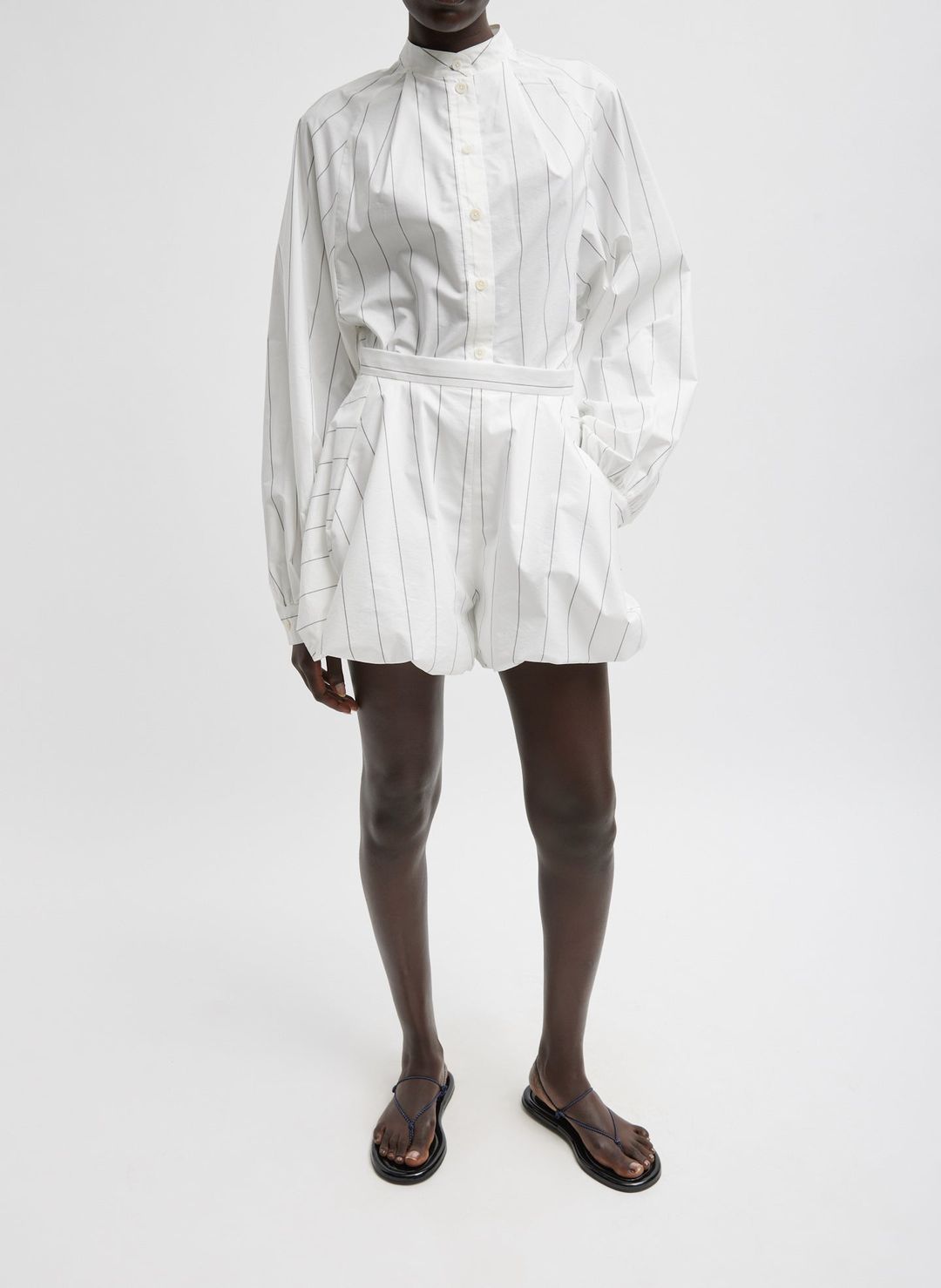 Striped Tech Poplin Bubble Short