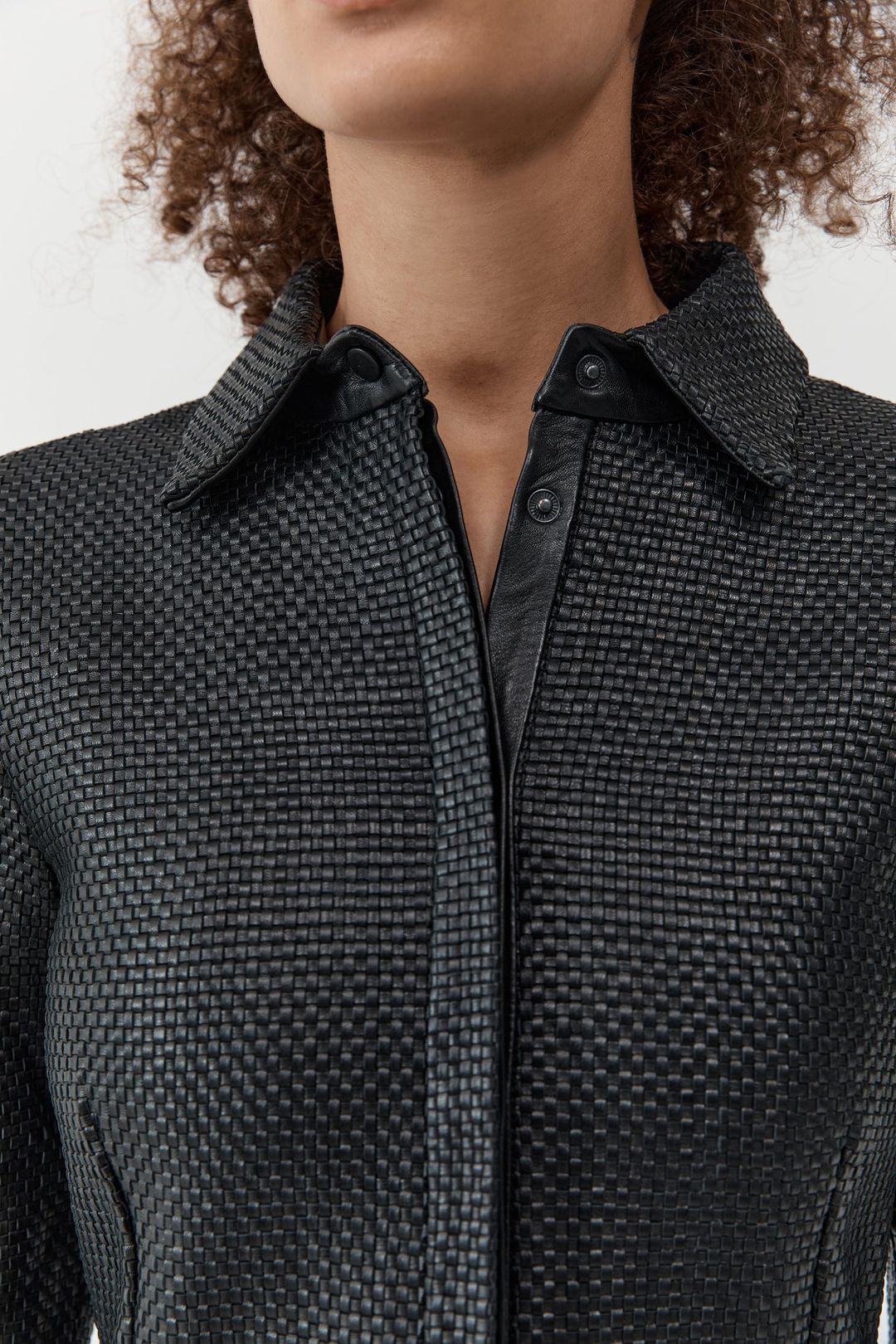 Woven Leather Shirt - Black #6