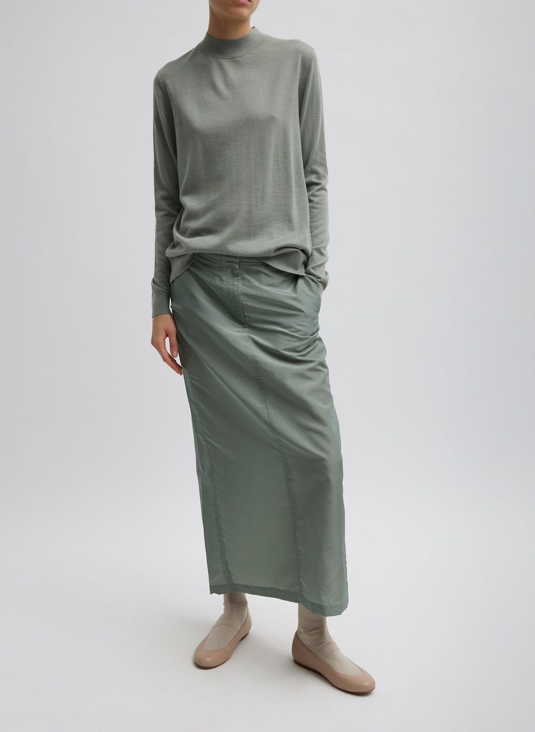 Cashmere Silk Blend Mock Neck Easy Sweater #5