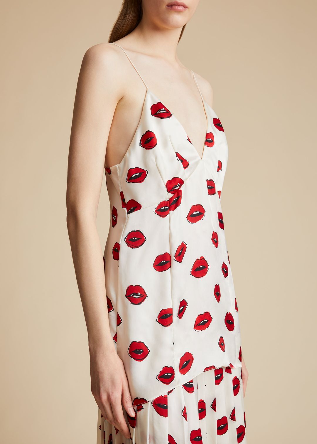 The Grisella Top in Cream with Red Lip Print #5