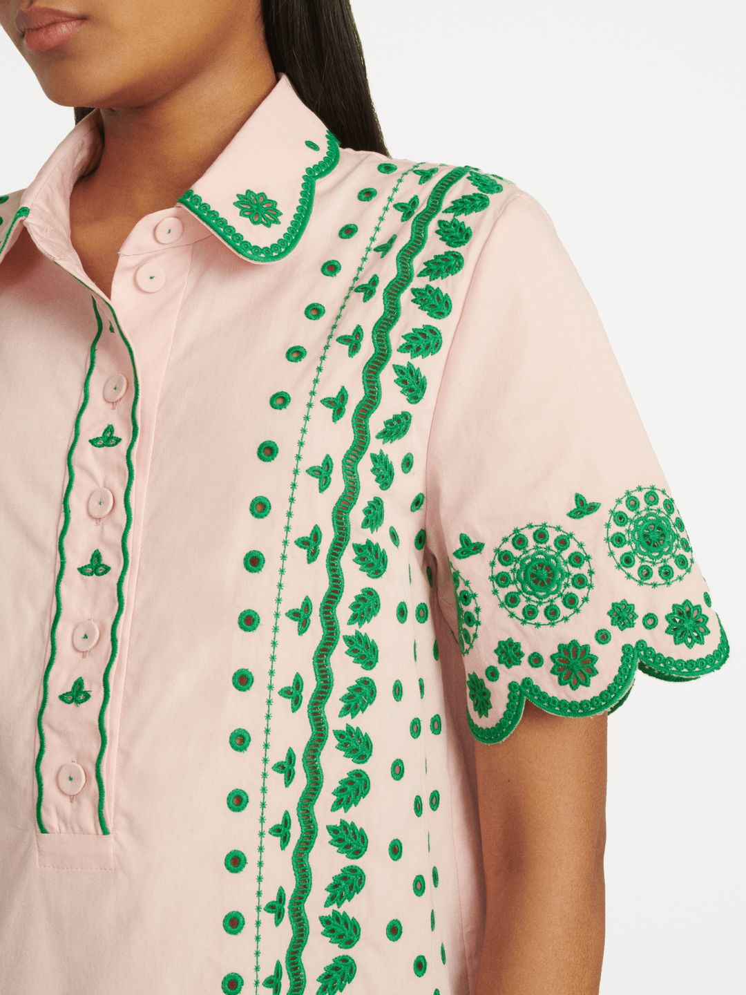 Dree Cotton Broderie-anglaise Shirt Dress in Blush Pink Apple #6