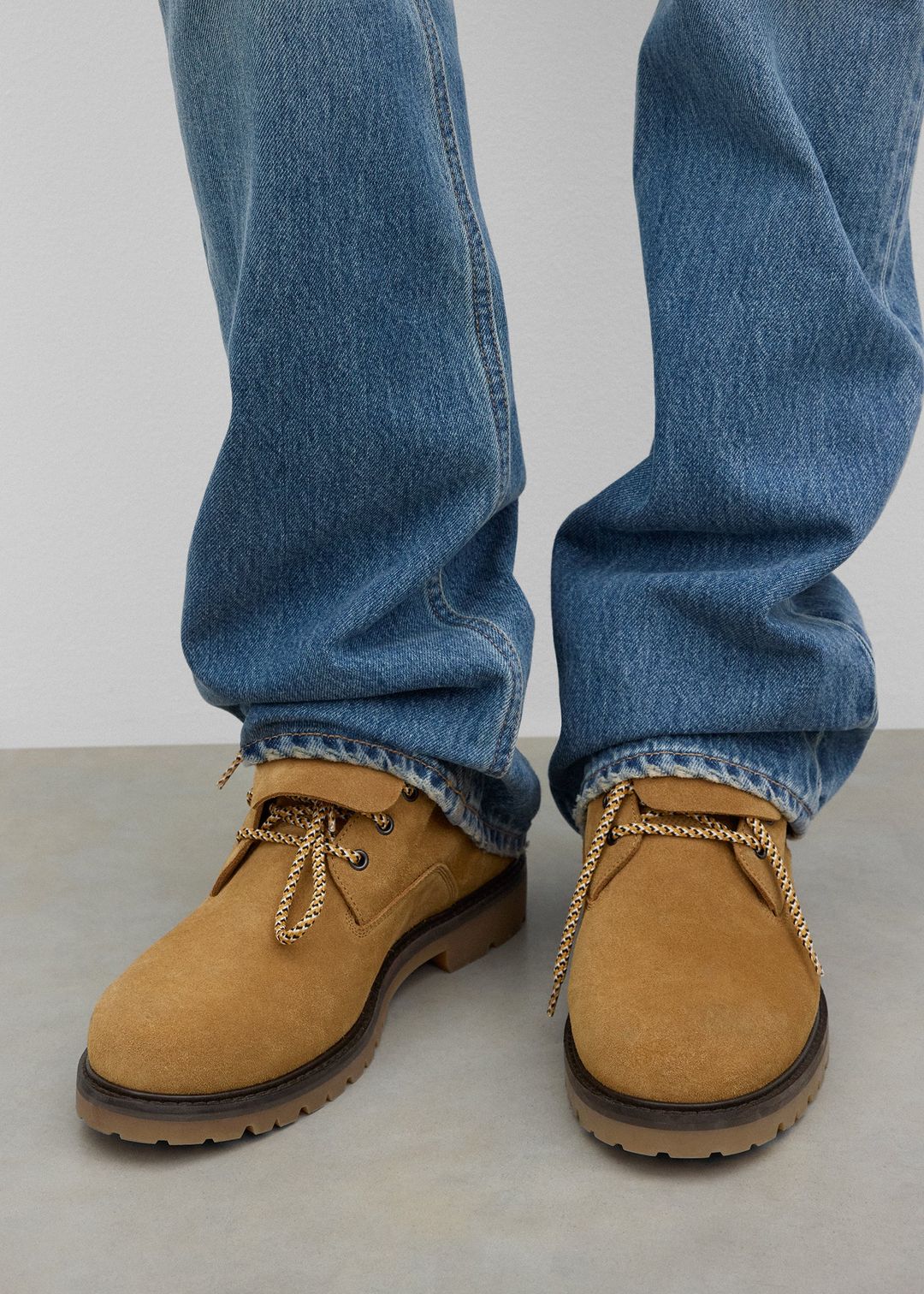 Lace-up suede boots ochre #4