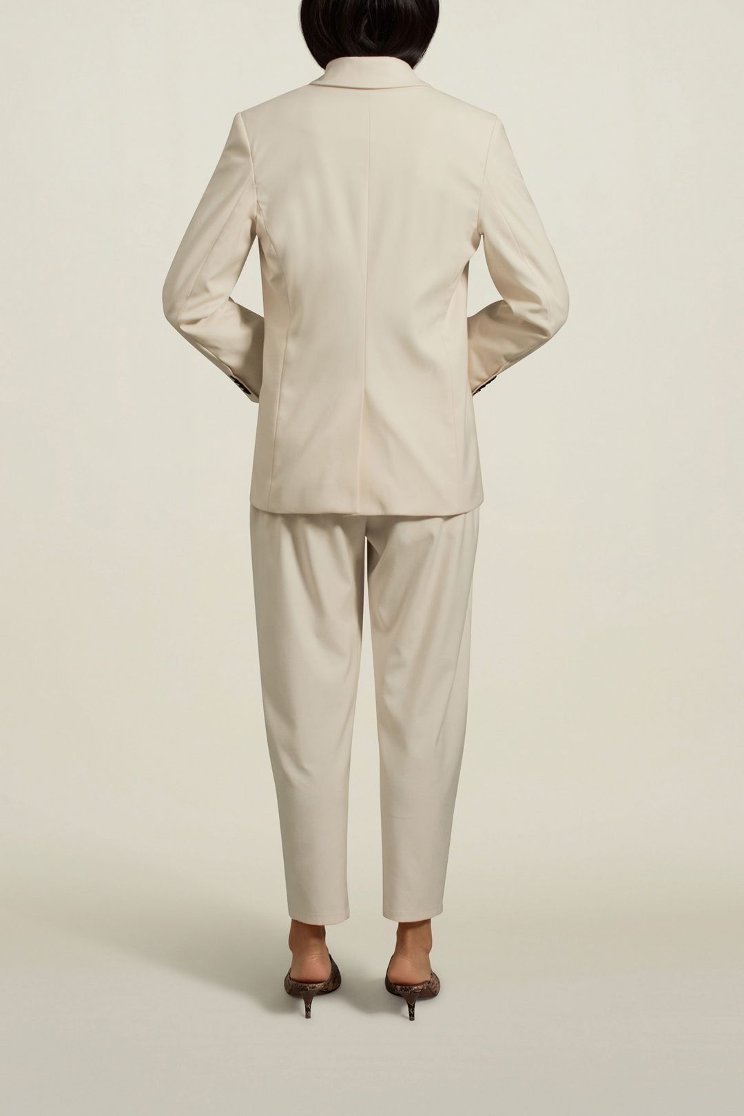 Boxy Tuxedo Blazer in Ivory Tropical Wool #3