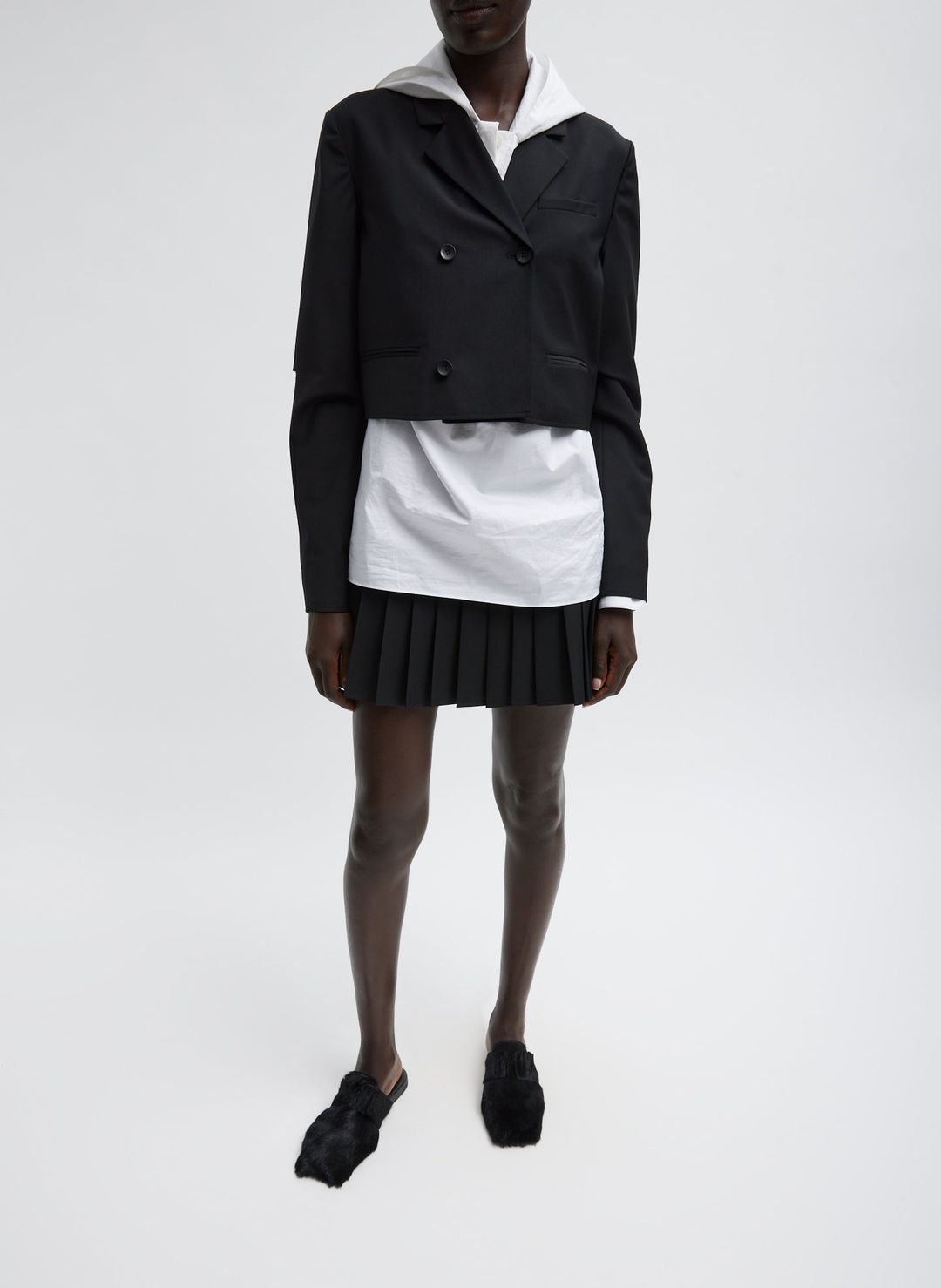 Tropical Wool Cropped Lean Double Breasted Shirt Jacket #4