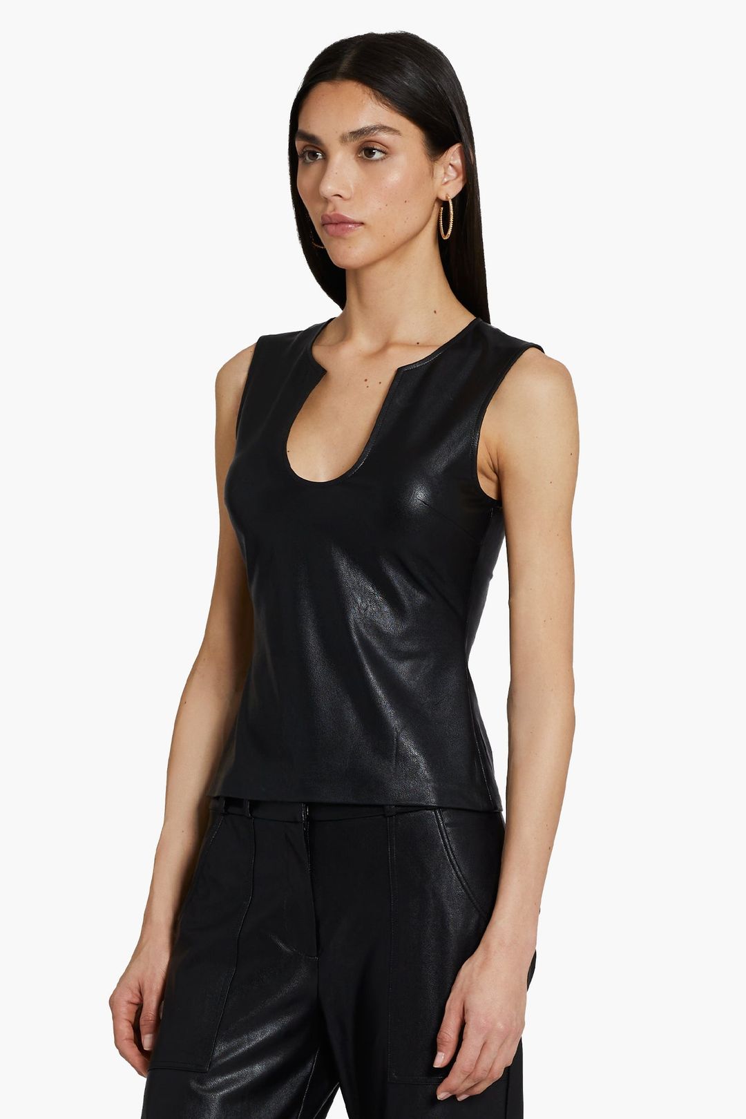 Damon Top in Faux Leather