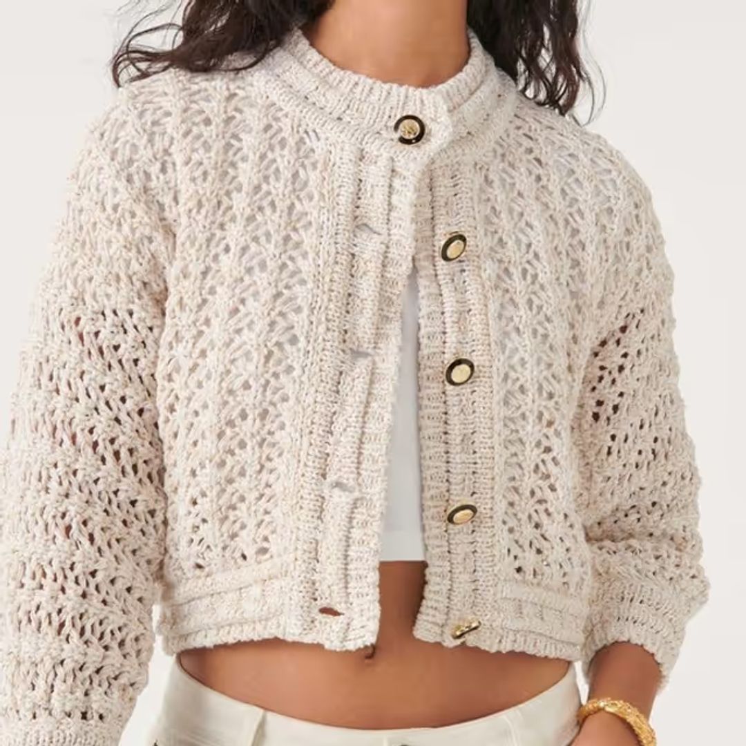 Beige Cardigan Sweater in Cream Novela