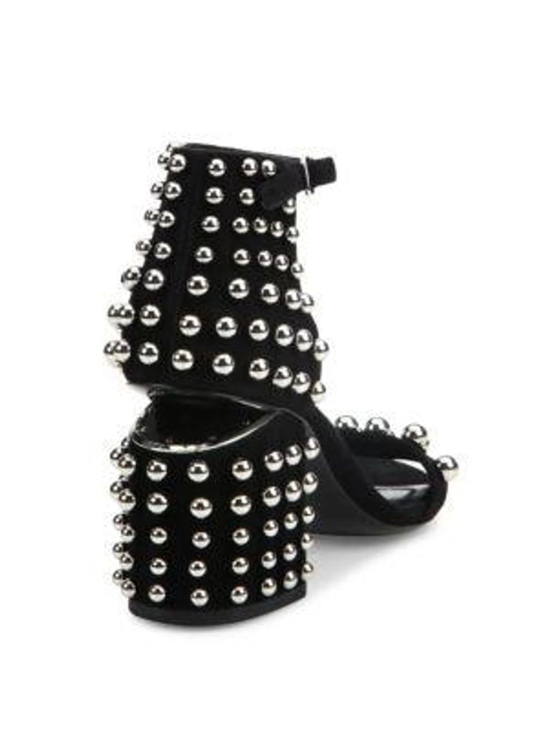 Abby Studded Tilt-heel City Sandal, Clay In Black #7
