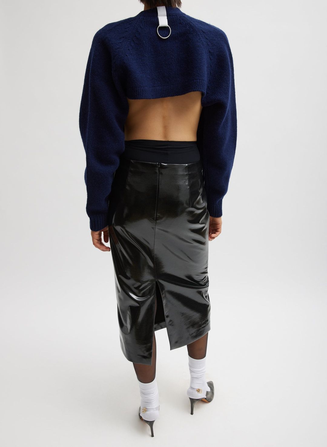 Glossed Jersey Pencil Skirt #8