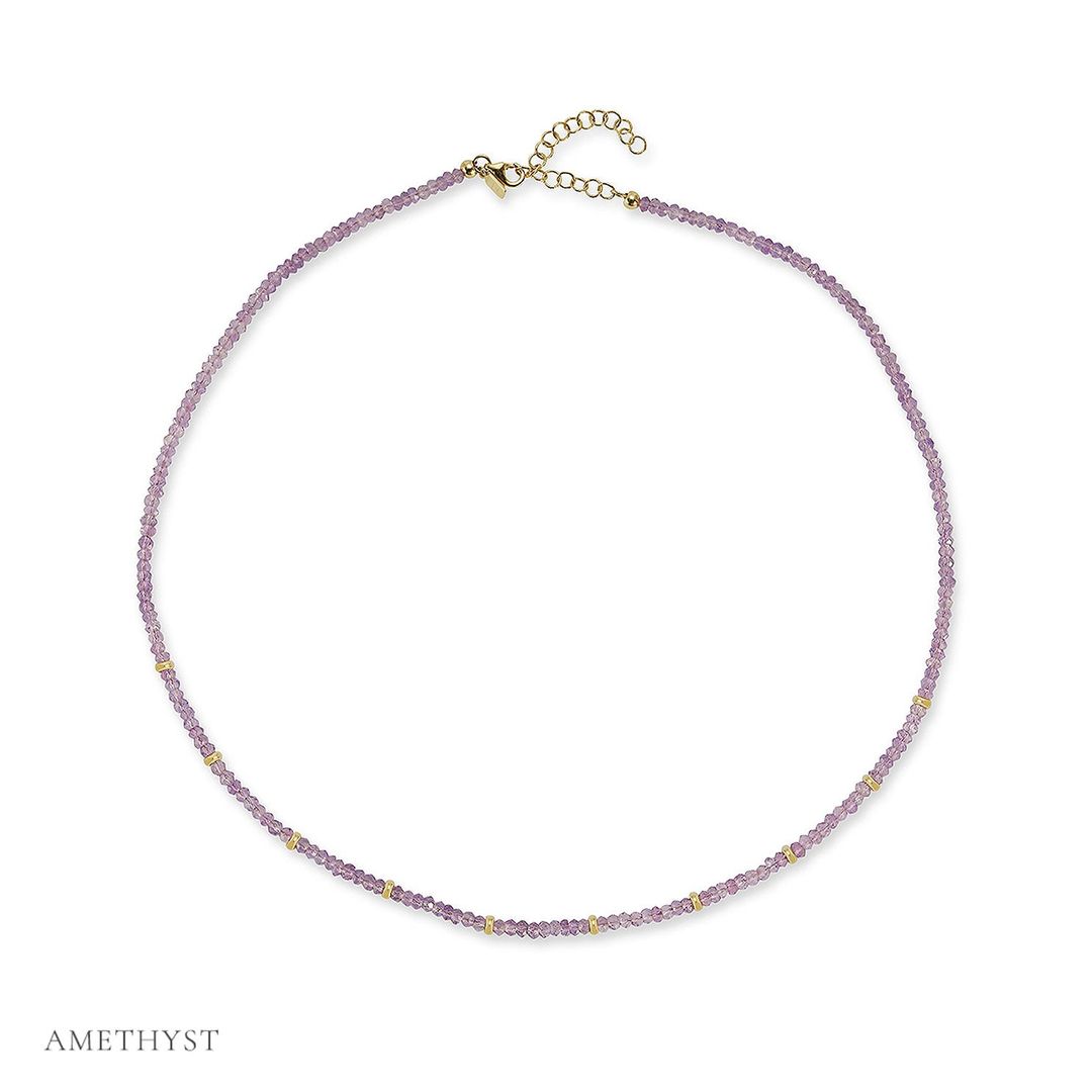 Birthstone Bead Necklace In Amethyst #3