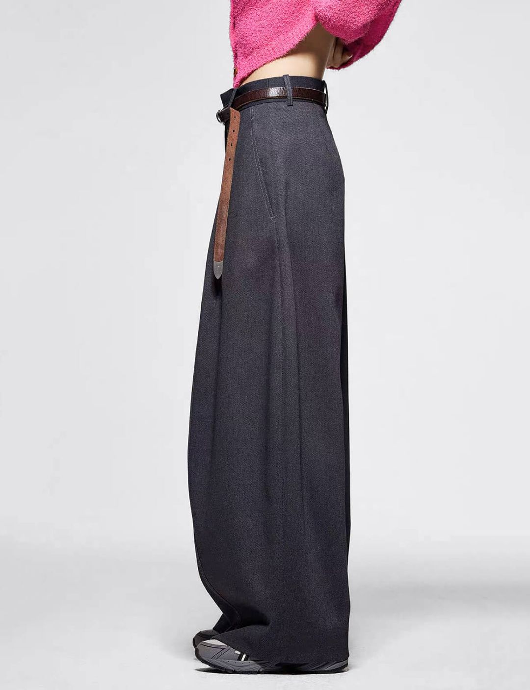 Dark Grey Barrel Leg Pants #3