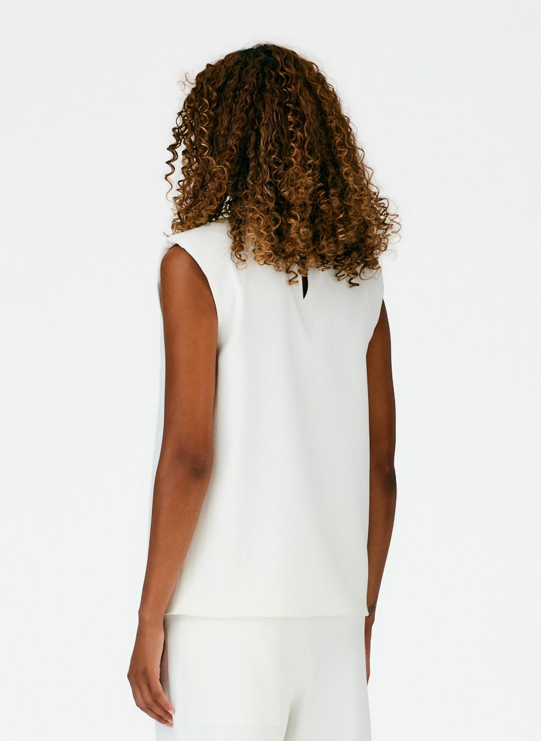 Chalky Drape Padded Shoulder Sleeveless Top #3