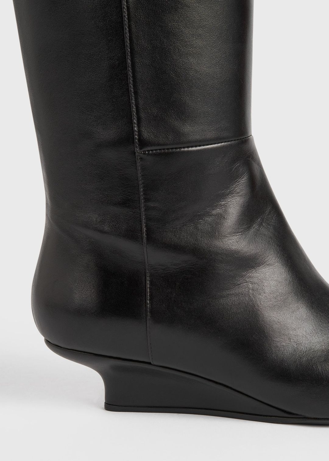 Sharp leather knee-high boots black #4