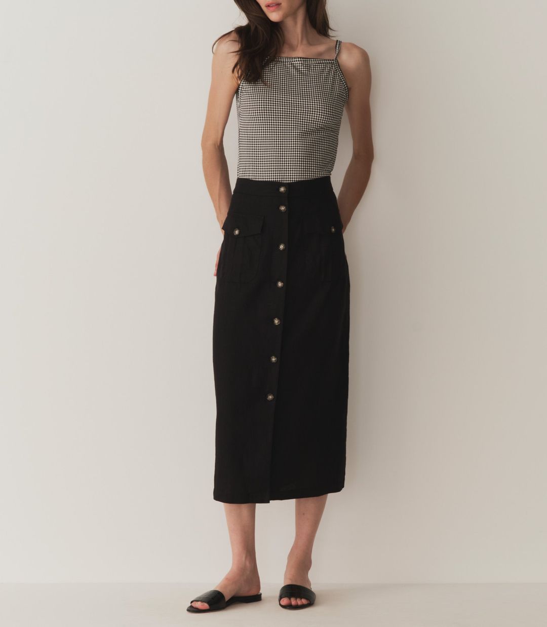 HMD -- ANGIE TANK -- NOIR LA MADDALENA GINGHAM #3