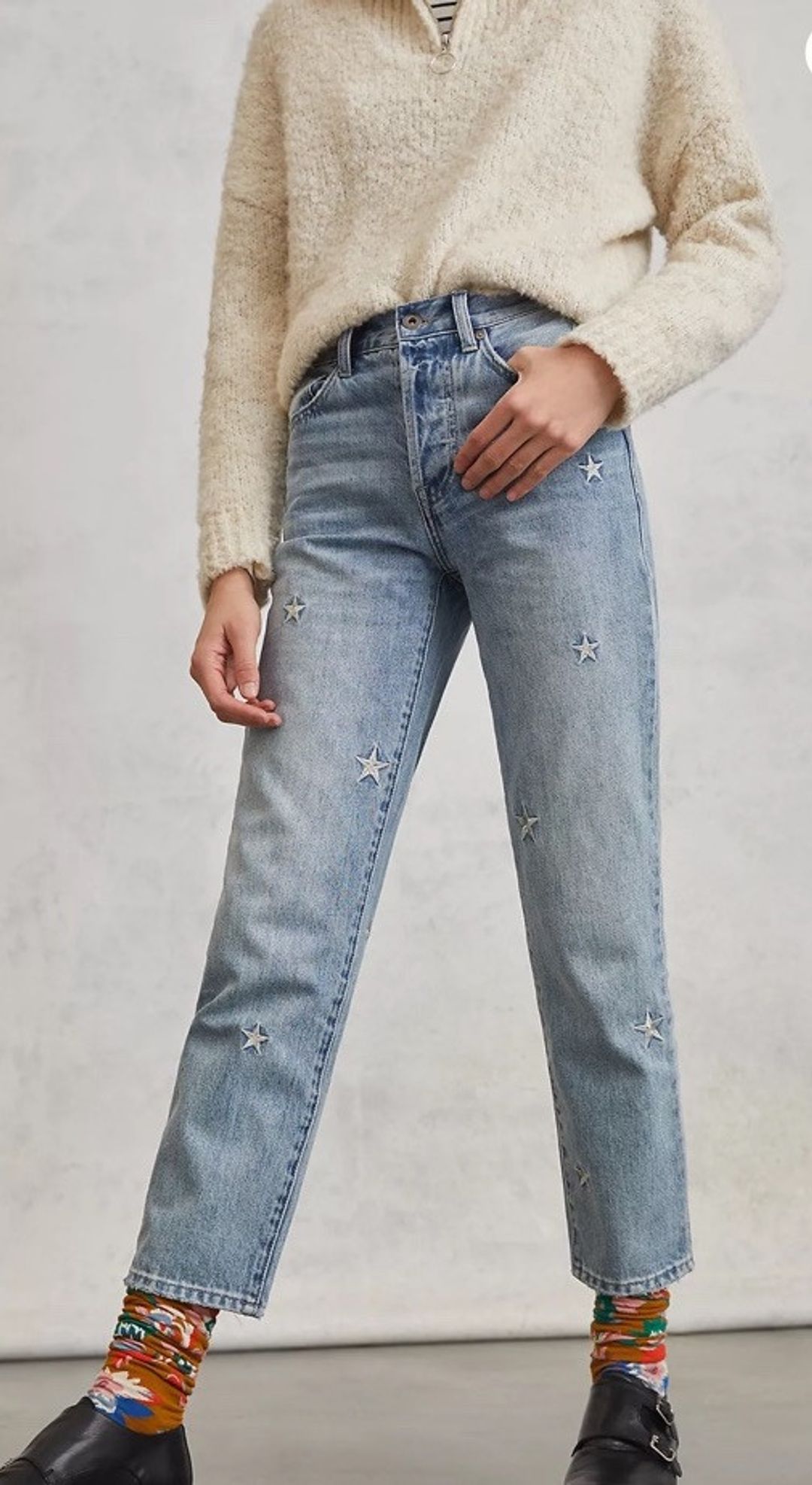 Charlie Straight Leg Jeans with Star Embroidery #2
