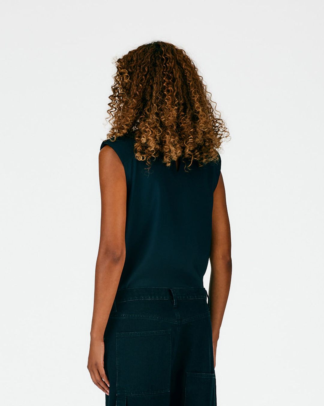 Chalky Drape Padded Shoulder Sleeveless Top #3