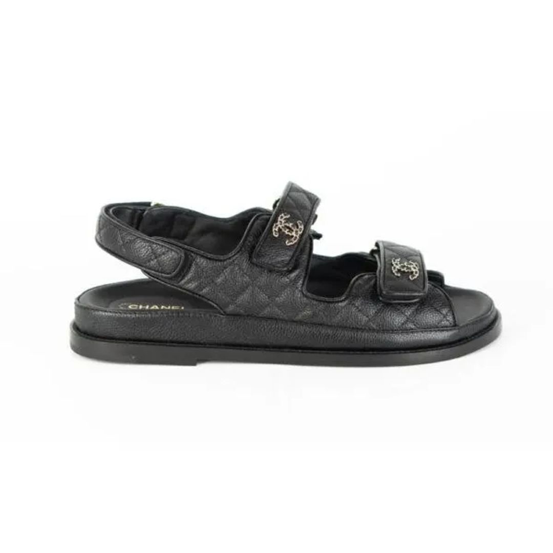 Women's Velcro Dad Sandals Quilted Leather