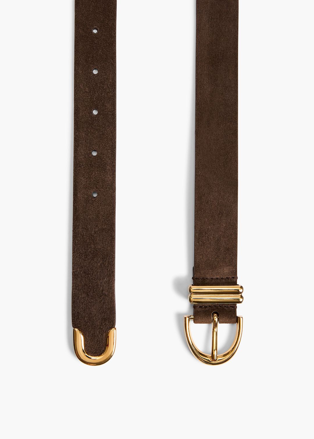 Bambi Belt in Ebano Suede with Gold