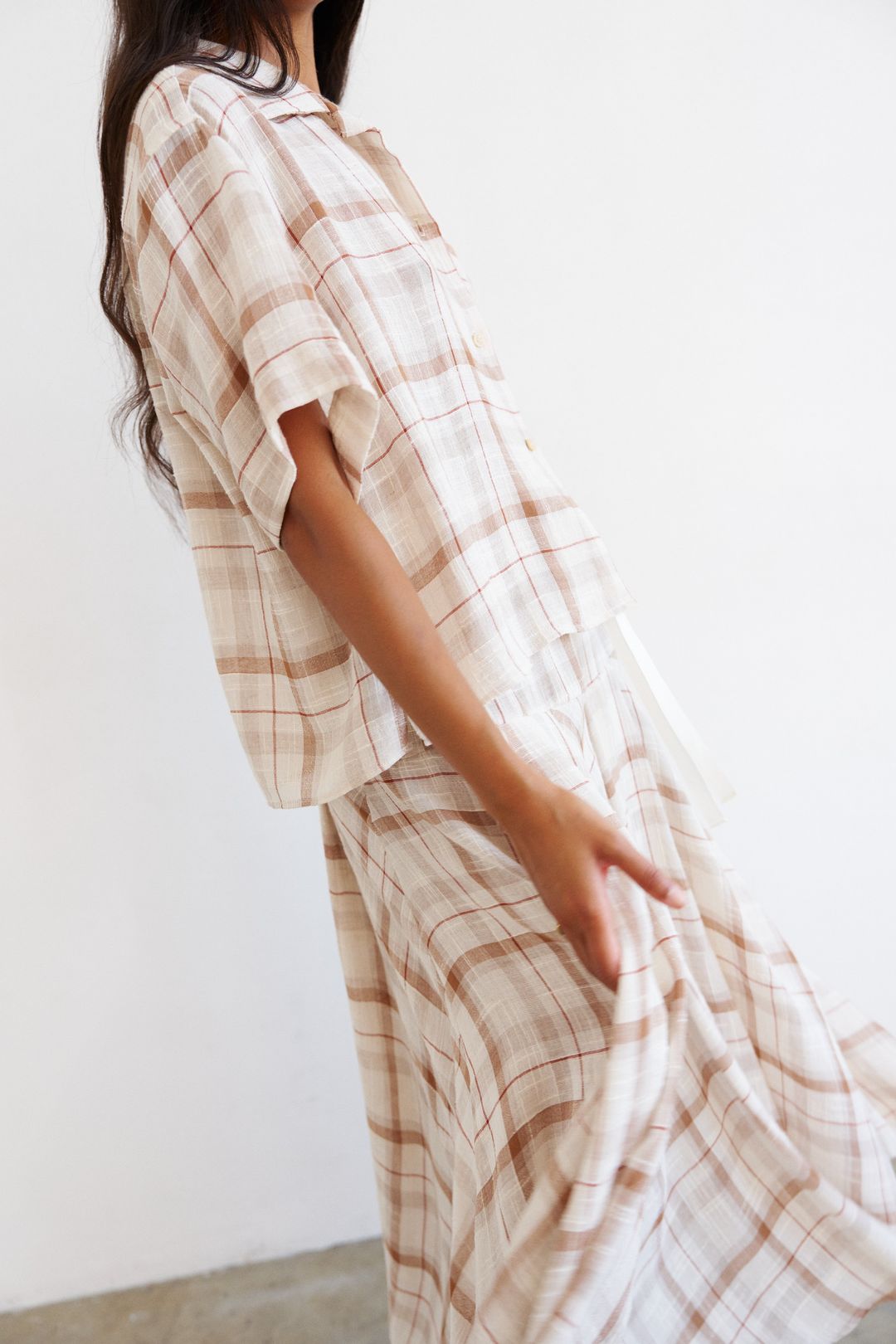 The Italian Summer Skirt in Natural Plaid #3