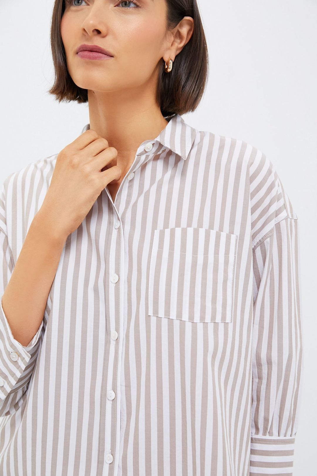 Tan Stripe Adair Boyfriend Shirt #5