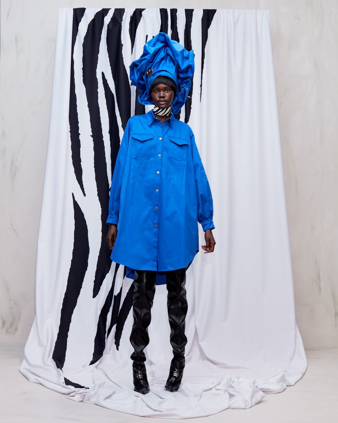 UTILITY TRAPEZE DRESS - BLUE