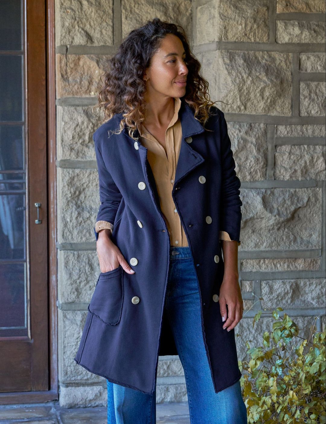 BELFAST TRENCH Classic Navy, Triple Terry